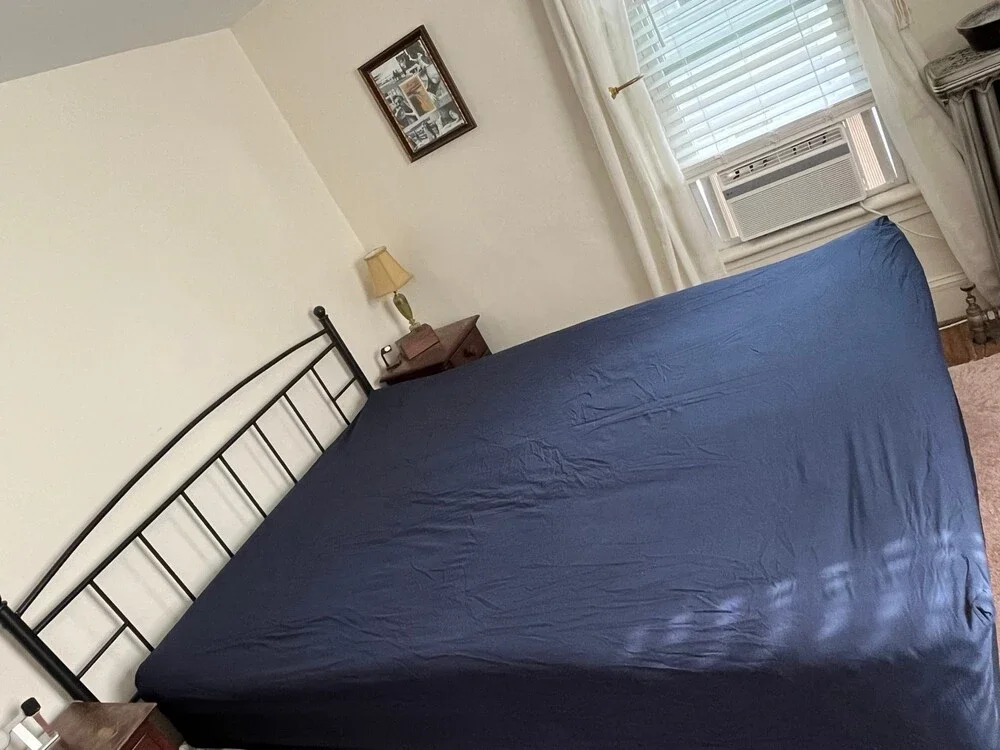 Tommy Hilfiger Queen Fitted Bed Sheet Lot Navy Blue White Plaid 100% Cotton Y2K